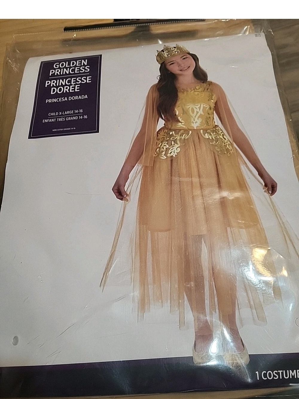 Golden Princess Halloween Costume Child Side Large 14-16 #4039